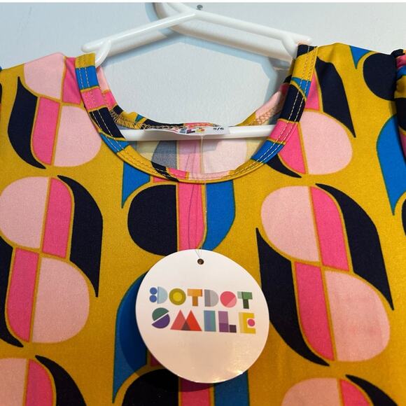 NWT Dot Dot Smile Empire Waist Cap Sleeve Dress – Yellow Retro – Girls 5/6 - Picture 6 of 9
